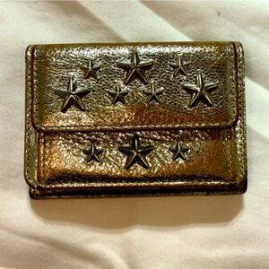 Jimmy Choo Gold metallic studded Nemo trifold
